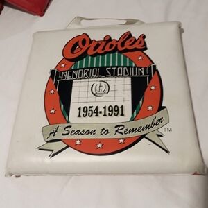 Vintage 1991 Baltimore Orioles Old Stadium & Mascot the Bird Seat Cushion